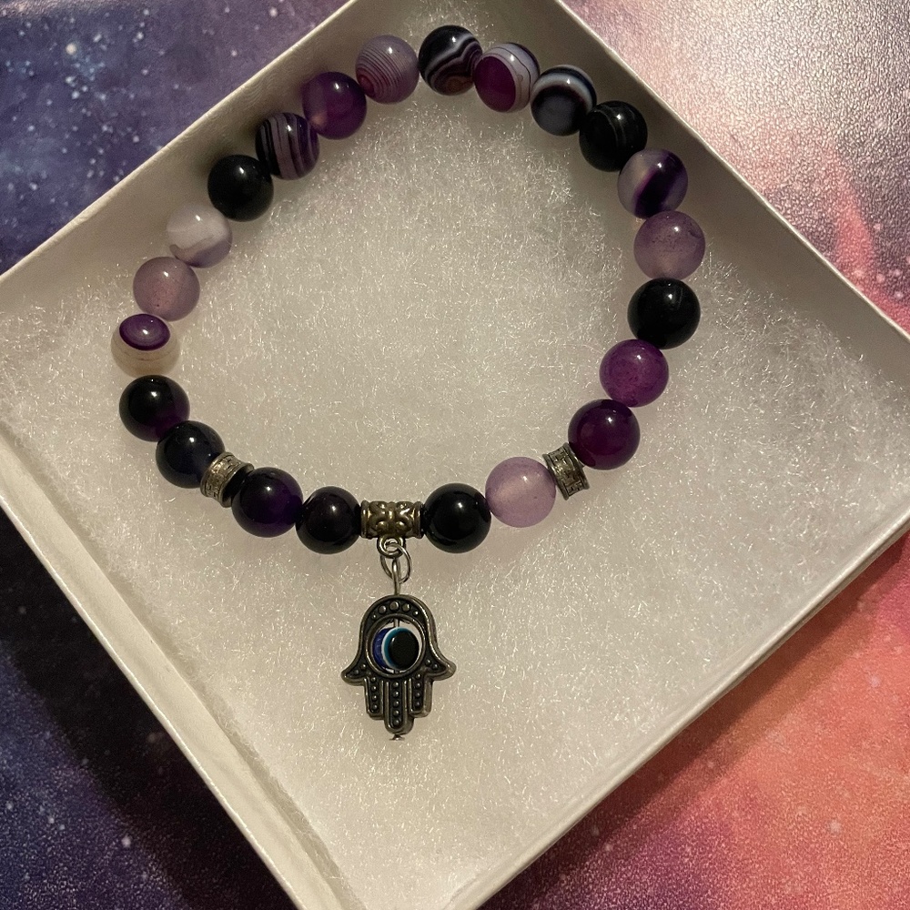 Amethyst hamsa bracelet